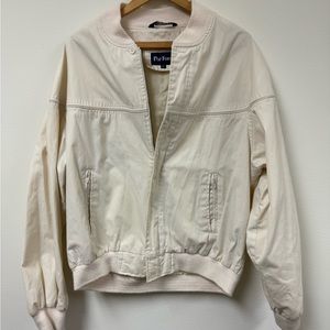 Vintage Par Four Ivory Button/Zip Cotton Blend Long Sleeve Jacket Adult‎ Size XL